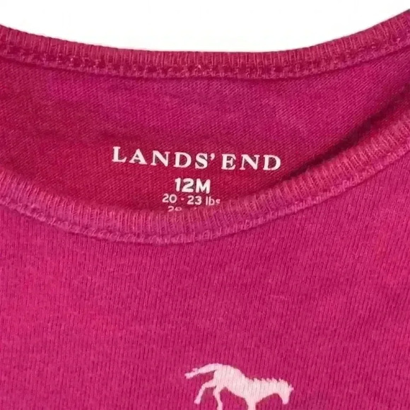 Lands' End Girls Pink Horse Print Long Sleeve Dress Size 12M Casual - Picture 3 of 6